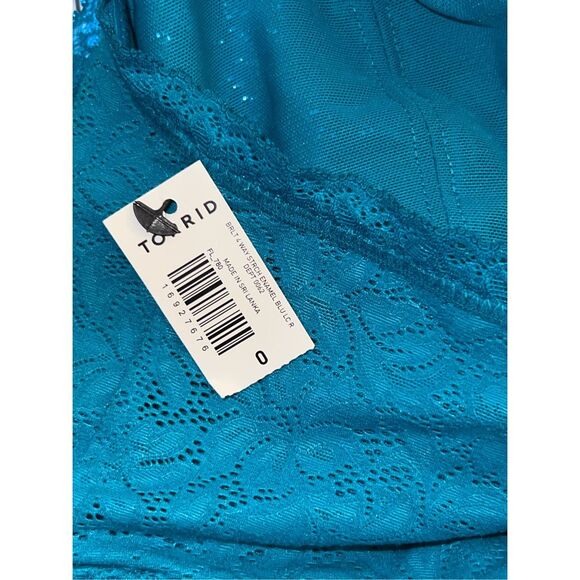 NWT Torrid Bralite - 4-Way Stretch Lace Teal Blue Size 0 - Picture 4 of 5